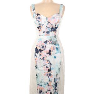 Black Halo floral watercolor colorblock sheath dress